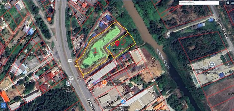 ที่ดินติดถนนใหญ่ รังสิต-นครนายก เจ้าของปล่อยเอง ราคาถูก ใกล้สถานีรถไฟองครักษ์