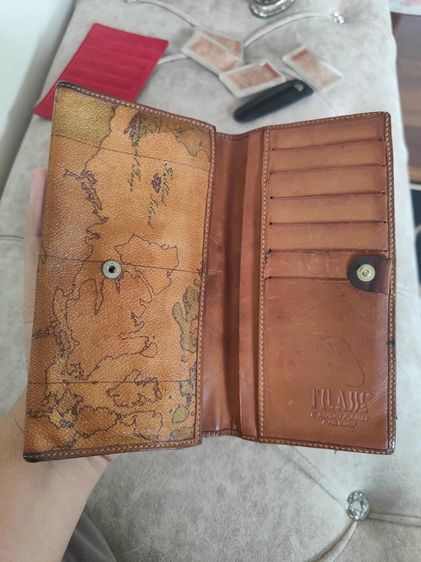 กระเป๋าสตางค์ ALVIERO MARTINI Made in Italy CLASSE  Holder World Map Leather หนังลายแผนที่  รูปที่ 8