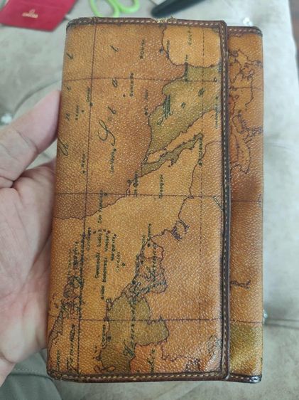 กระเป๋าสตางค์ ALVIERO MARTINI Made in Italy CLASSE  Holder World Map Leather หนังลายแผนที่ 