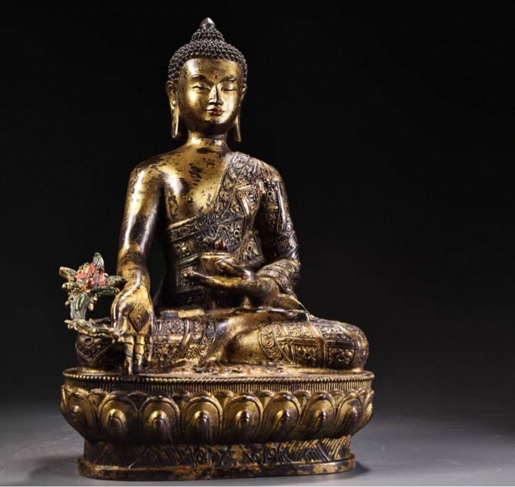 🕉️พระพุทธรูปศากยมุนีและยา (ปิดทอง) รูปที่ 3