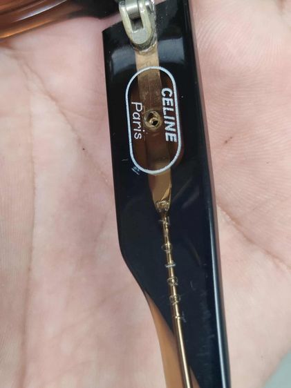 แว่นกันแดด CELINE PARIS Vintage Sunglasses HAND made in France เฟรมทรูโทนดำเหลือง  รูปที่ 8