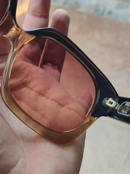 แว่นกันแดด CELINE PARIS Vintage Sunglasses HAND made in France เฟรมทรูโทนดำเหลือง  รูปที่ 16