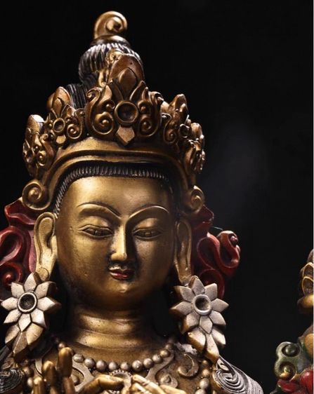 🕉️ รูปปั้นพระโพธิสัตว์เมตไตรย (ทองเหลืองเก่า) รูปที่ 2