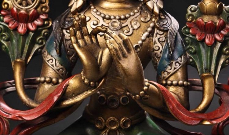 🕉️ รูปปั้นพระโพธิสัตว์เมตไตรย (ทองเหลืองเก่า) รูปที่ 5