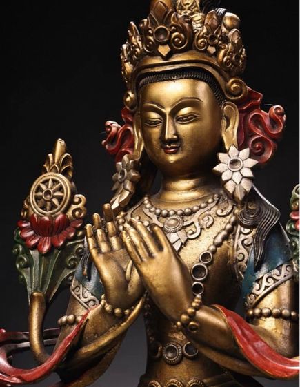 🕉️ รูปปั้นพระโพธิสัตว์เมตไตรย (ทองเหลืองเก่า) รูปที่ 3