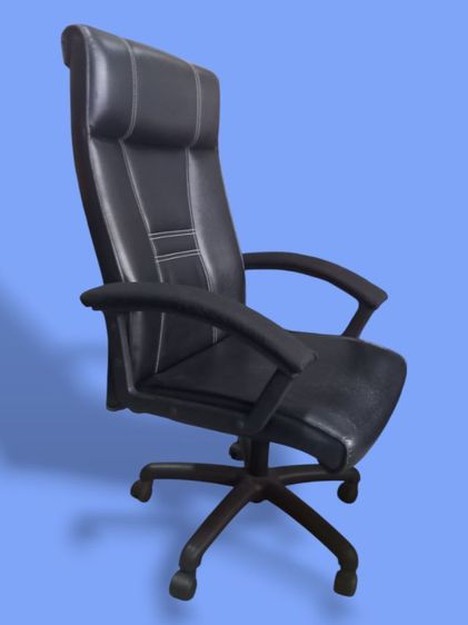 ดำ เก้าอี้สำนักงาน หนัง เก้าพนักสูงมือ2