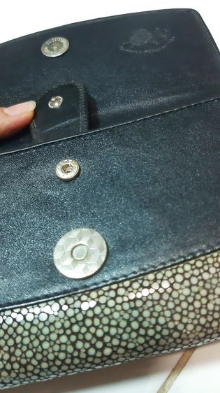 👛🌊✨ กระเป๋าสตางค์ ใส่ธนบัตร 3 พับ 🐟 หนังปลากระเบนแท้ ขัดเรียบพิเศษ Genuine Polished Stingray Leather Wallet Trifold รูปที่ 9