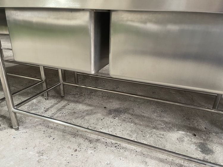 ซิงค์ล้างจานสองหลุมพร้อมชั้นคว่ำจานสแตนเลสแท้งานหนาเกรด 304 รูปที่ 5