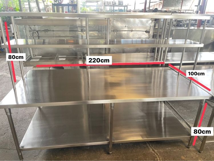 โต๊ะเตรียมอาหารสแตนเลสแท้เกรด 304 งานหนาแข็งแรง