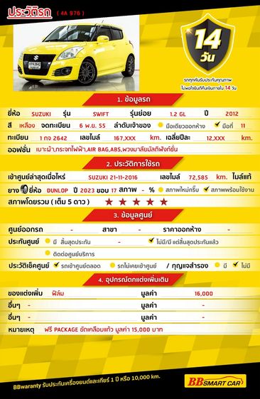 Suzuki Swift 2012 1.2 GL Sedan เบนซิน ไม่ติดแก๊ส เกียร์อัตโนมัติ เหลือง รูปที่ 2