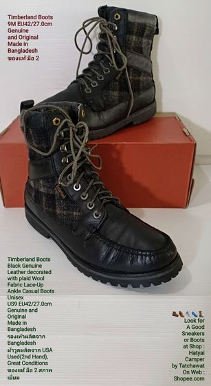 Timberland Boots, Unisex 9US 42EU(27.0cm) Genuine and Original ของแท้ มือ 2 สภาพเยี่ยม, รองเท้า Timberland หนังแท้ พื้นเต็ม ไม่มีตำหนิใดๆ