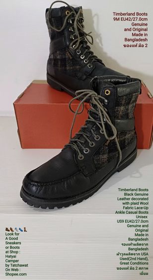 Timberland Boots, Unisex 9US 42EU(27.0cm) Genuine and Original ของแท้ มือ 2 สภาพเยี่ยม, รองเท้า Timberland หนังแท้ พื้นเต็ม ไม่มีตำหนิใดๆ รูปที่ 2