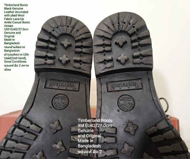 Timberland Boots, Unisex 9US 42EU(27.0cm) Genuine and Original ของแท้ มือ 2 สภาพเยี่ยม, รองเท้า Timberland หนังแท้ พื้นเต็ม ไม่มีตำหนิใดๆ รูปที่ 11