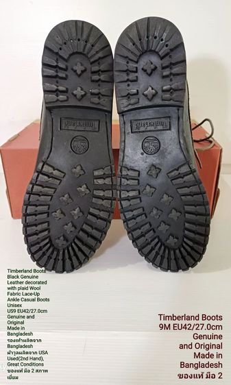 Timberland Boots, Unisex 9US 42EU(27.0cm) Genuine and Original ของแท้ มือ 2 สภาพเยี่ยม, รองเท้า Timberland หนังแท้ พื้นเต็ม ไม่มีตำหนิใดๆ รูปที่ 10