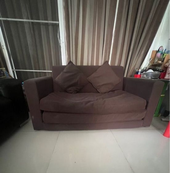 น้ำตาล ผ้า 2 ที่นั่ง โซฟาปรับนอนได้