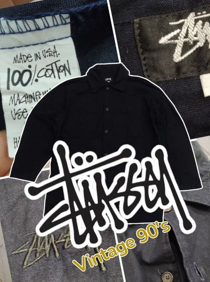 ดำ L แขนยาว เสื้อแจ็คเก็ต STUSSY🧥🇺🇸90's วินเทจ