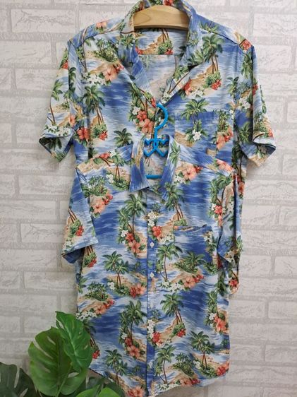 XL เสื้อเชิ้ตแขนสั้นฮาวายลายทะเล ต้นมะพร้าว