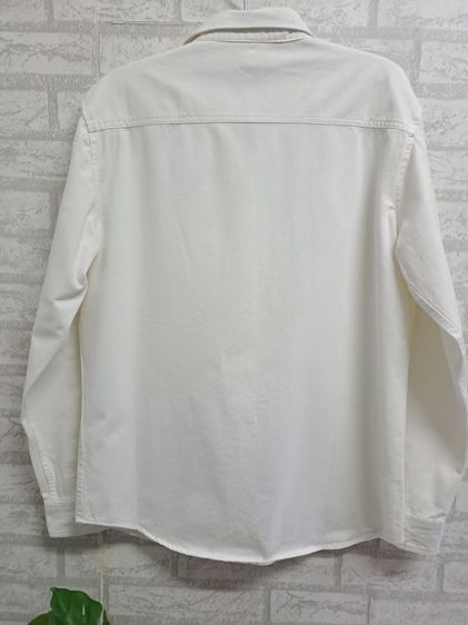 เสื้อเชิ้ตแขนยาวสีขาว Offwhite ผ้าคอตต้อล-ยีนส์ รูปที่ 3