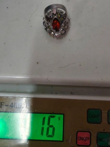 แหวนเงินแท้ชิ้นโต งานสั่งทำ พลอยแท้♥️💛💚💙ไซส์ 57 นน.เยอะ  รูปที่ 7