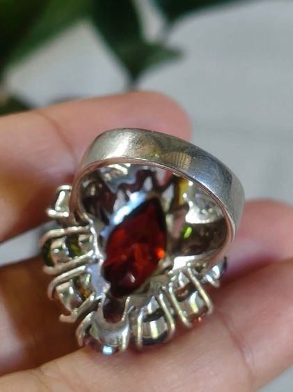 แหวนเงินแท้ชิ้นโต งานสั่งทำ พลอยแท้♥️💛💚💙ไซส์ 57 นน.เยอะ  รูปที่ 3