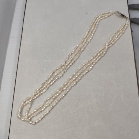 🔖สร้อยคอมุกแท้ทรงธรรมชาติ  3 เลเยอร์  ของจริงสวยมาก งานจากญี่ปุ่น รูปที่ 5