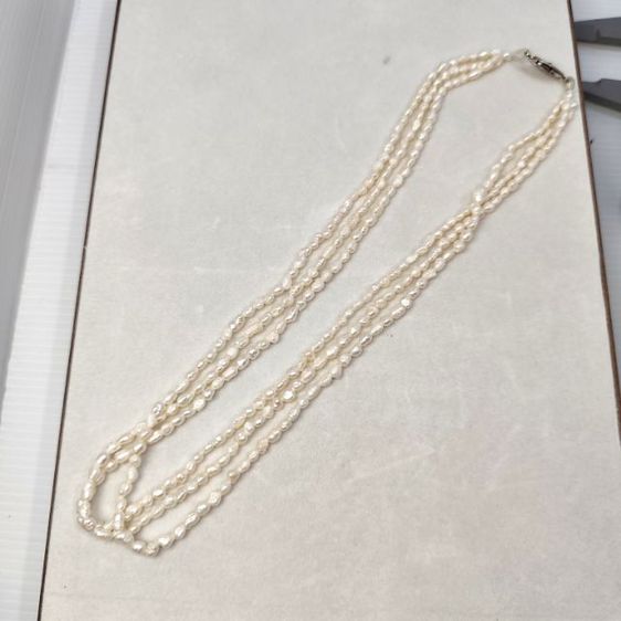 อัญมณี สร้อยคอและจี้ 🔖สร้อยคอมุกแท้ทรงธรรมชาติ  3 เลเยอร์  ของจริงสวยมาก งานจากญี่ปุ่น