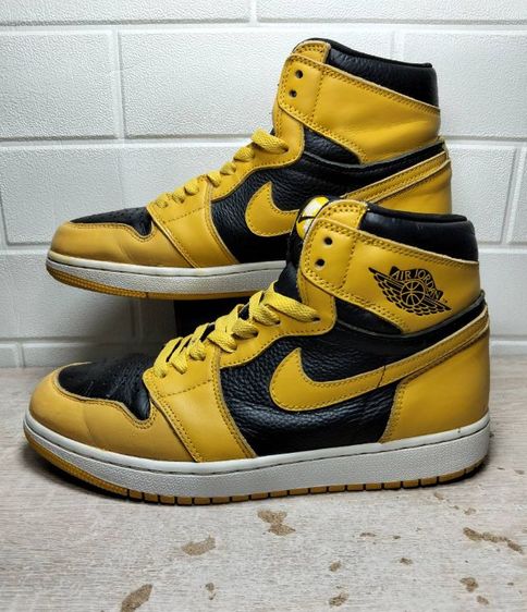 เหลือง หนังแท้ รองเท้าผ้าใบ UK 6.5 | EU 40 | US 8 รองเท้ากีฬาหุ้มข้อ  Nike jordan มือสอง เบอร์ 40 ยาว 25 cm.สินค้านำเข้า คัดสภาพดี