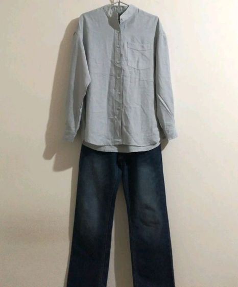 แขนยาว ฟ้า เสื้อเชิ้ตและเสื้อผู้หญิง อื่นๆ เสื้อเชิ้ตคอปิด Size L
