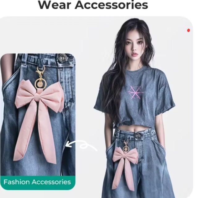 Bag smart Mini Bowknot สีชมพู รูปที่ 7