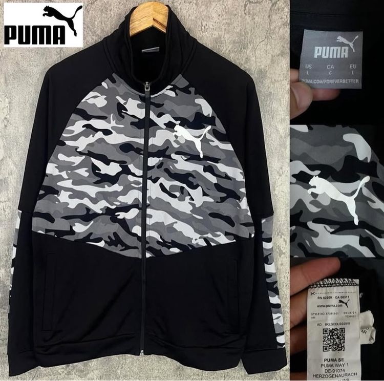 ดำ แขนยาว เสื้อแจ็คเก็ต | เสื้อคลุม อื่นๆ เสื้อ Puma อกสกรีนโลโก้ มีกระเป๋า