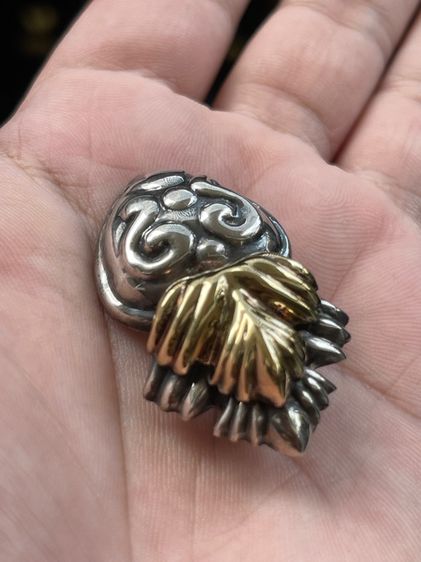 จี้เงินหน้าปะทองคำ18k Antique Mexico Sterling Silver Gold750 งานเก่า เม็กซิโก หน้าปะทองทองแท้18k  รูปที่ 3
