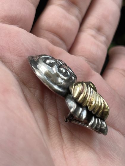 จี้เงินหน้าปะทองคำ18k Antique Mexico Sterling Silver Gold750 งานเก่า เม็กซิโก หน้าปะทองทองแท้18k  รูปที่ 4