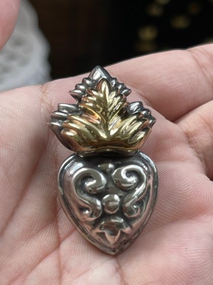 จี้เงินหน้าปะทองคำ18k Antique Mexico Sterling Silver Gold750 งานเก่า เม็กซิโก หน้าปะทองทองแท้18k  รูปที่ 12