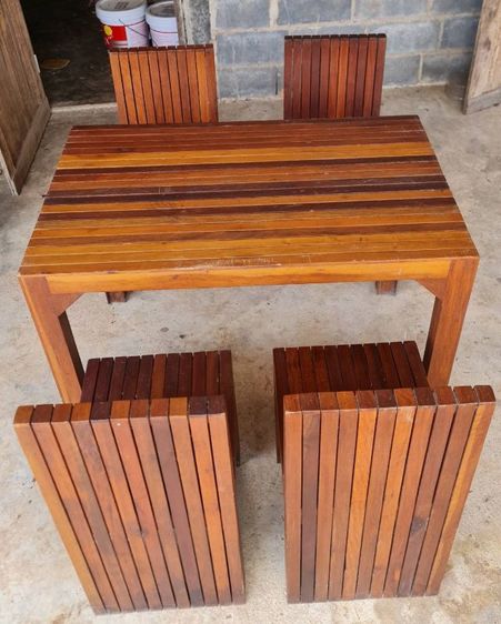 ชุดโต๊ะไม้จริง สำหรับร้านอาหาร 1 ชุด เก้าอี้ 4 ตัว รูปที่ 2