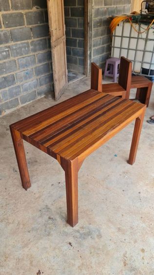 ชุดโต๊ะไม้จริง สำหรับร้านอาหาร 1 ชุด เก้าอี้ 4 ตัว รูปที่ 9