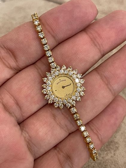 นาฬิกา WALTHAM Diamonds Quartz Full 18k Solid Gold ขอบพร้อมสายเพชรแท้ 83เม็ด   รูปที่ 10