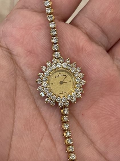 นาฬิกา WALTHAM Diamonds Quartz Full 18k Solid Gold ขอบพร้อมสายเพชรแท้ 83เม็ด   รูปที่ 18