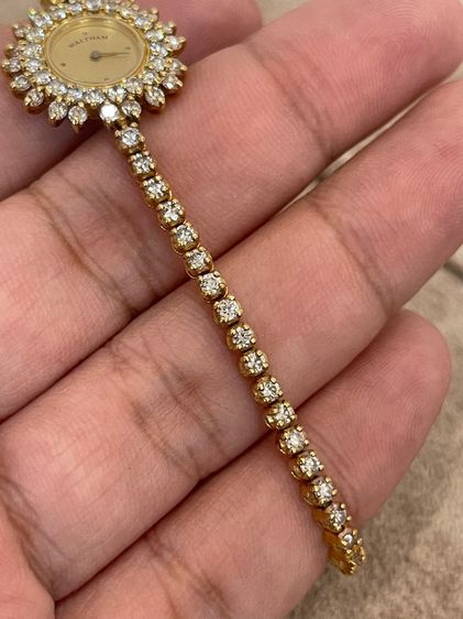 นาฬิกา WALTHAM Diamonds Quartz Full 18k Solid Gold ขอบพร้อมสายเพชรแท้ 83เม็ด   รูปที่ 12