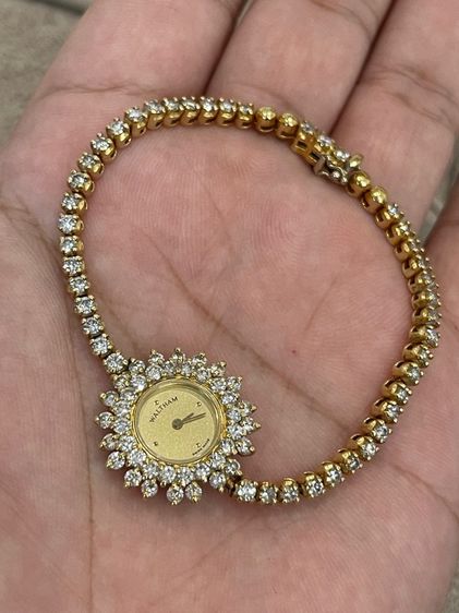 นาฬิกา WALTHAM Diamonds Quartz Full 18k Solid Gold ขอบพร้อมสายเพชรแท้ 83เม็ด   รูปที่ 2
