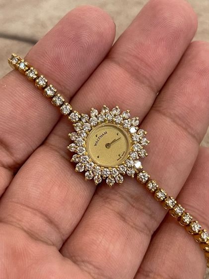 นาฬิกา WALTHAM Diamonds Quartz Full 18k Solid Gold ขอบพร้อมสายเพชรแท้ 83เม็ด   รูปที่ 13