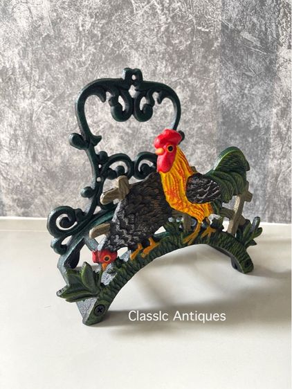 ที่แขวนสายยาง ไก่ เหล็กหล่อ แต่งบ้านสะสม รูปที่ 6