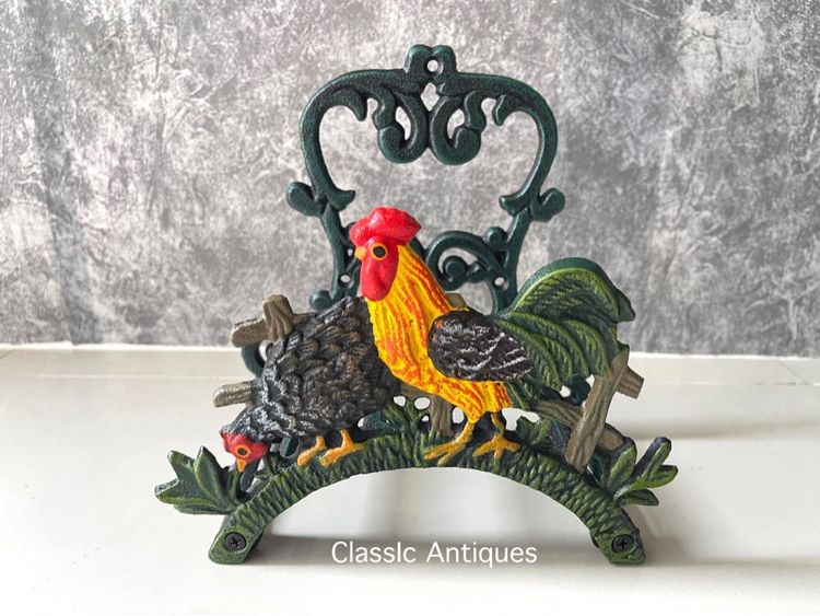 ที่แขวนสายยาง ไก่ เหล็กหล่อ แต่งบ้านสะสม รูปที่ 3