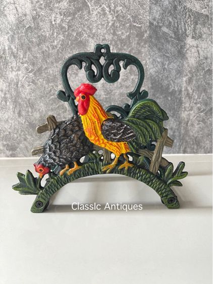 ที่แขวนสายยาง ไก่ เหล็กหล่อ แต่งบ้านสะสม รูปที่ 2