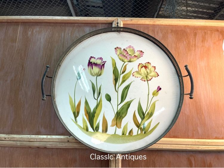 ถาด กระเบื้อง ใบใหญ่ เก่าสะสม รูปที่ 2