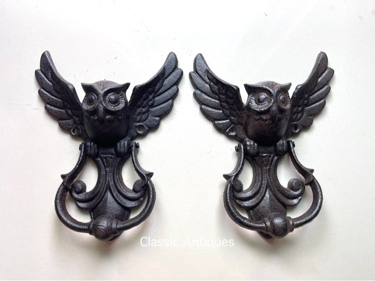 มือจับประตู นกฮูก เหล็กหล่อสะสม