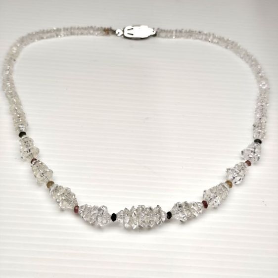 🔖สร้อยคอคริสตัลใสคั่นทัวมารีน ตะขอตอกโค๊ตSilver ของจริงสวยมาก งานจากญี่ปุ่น รูปที่ 8