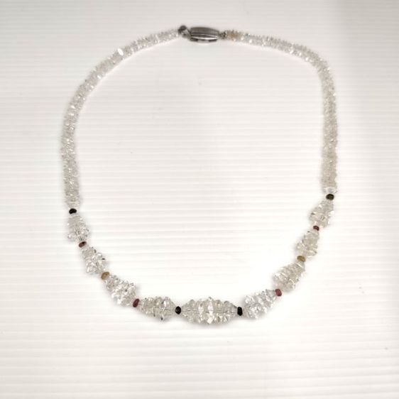 🔖สร้อยคอคริสตัลใสคั่นทัวมารีน ตะขอตอกโค๊ตSilver ของจริงสวยมาก งานจากญี่ปุ่น รูปที่ 4