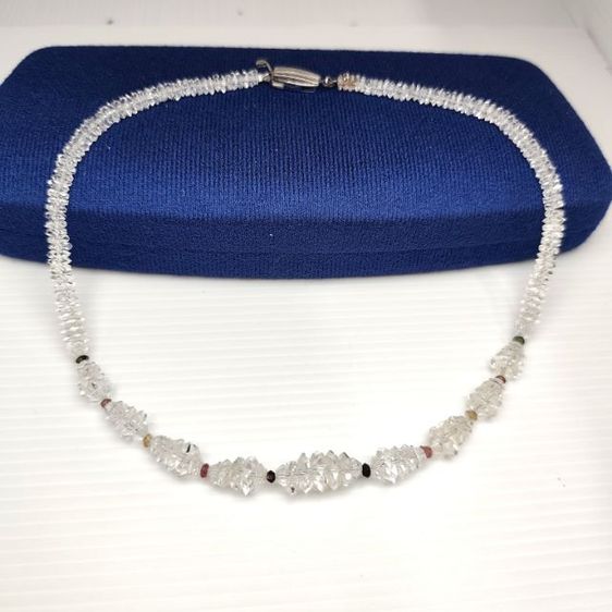 จิวเวอรี่ สร้อยคอและจี้ 🔖สร้อยคอคริสตัลใสคั่นทัวมารีน ตะขอตอกโค๊ตSilver ของจริงสวยมาก งานจากญี่ปุ่น