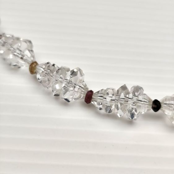 🔖สร้อยคอคริสตัลใสคั่นทัวมารีน ตะขอตอกโค๊ตSilver ของจริงสวยมาก งานจากญี่ปุ่น รูปที่ 3