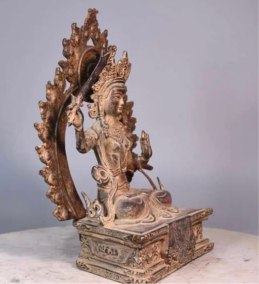 ✨รูปปั้นพระโพธิ์สัตว์มัญชุศรีสำริดเก่า  รูปที่ 3